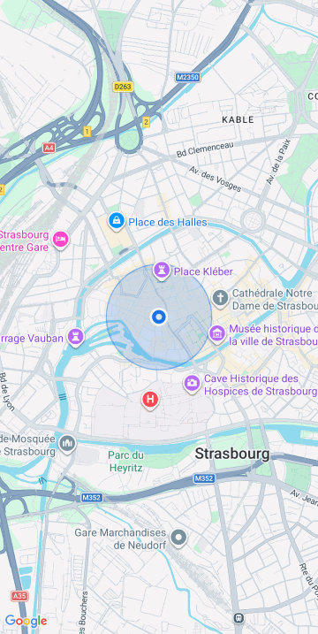 The accuracy circle pulsing around a location, on Google Maps