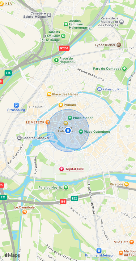 The accuracy circle pulsing around a location